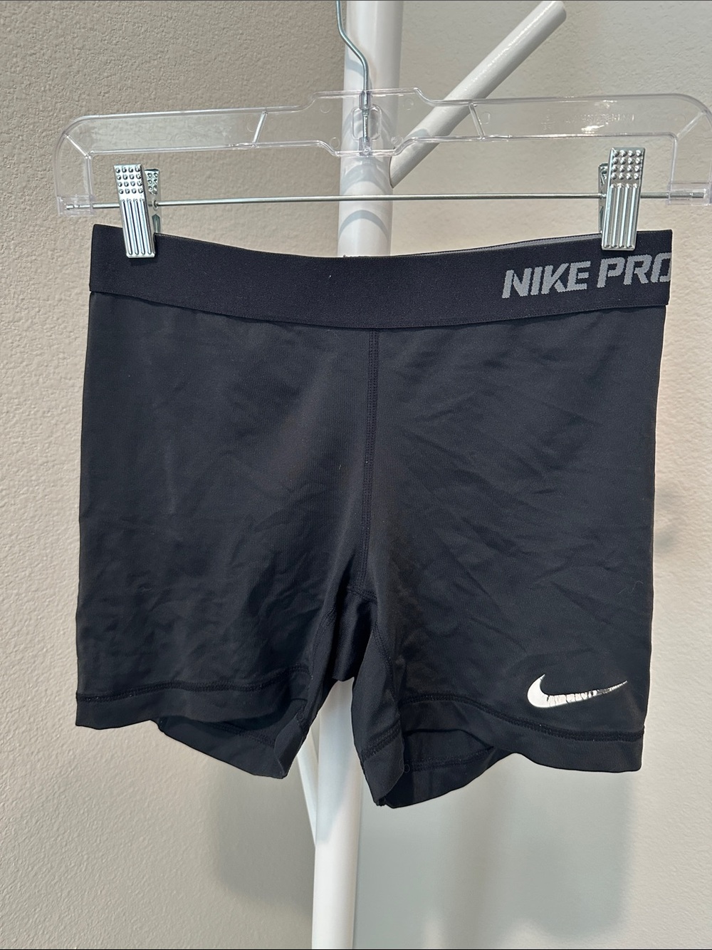 Nike Black Compression Training Shorts with White Swoosh
